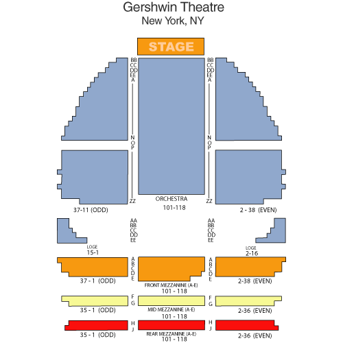 Broadway Gershwin Theatre Seating Chart